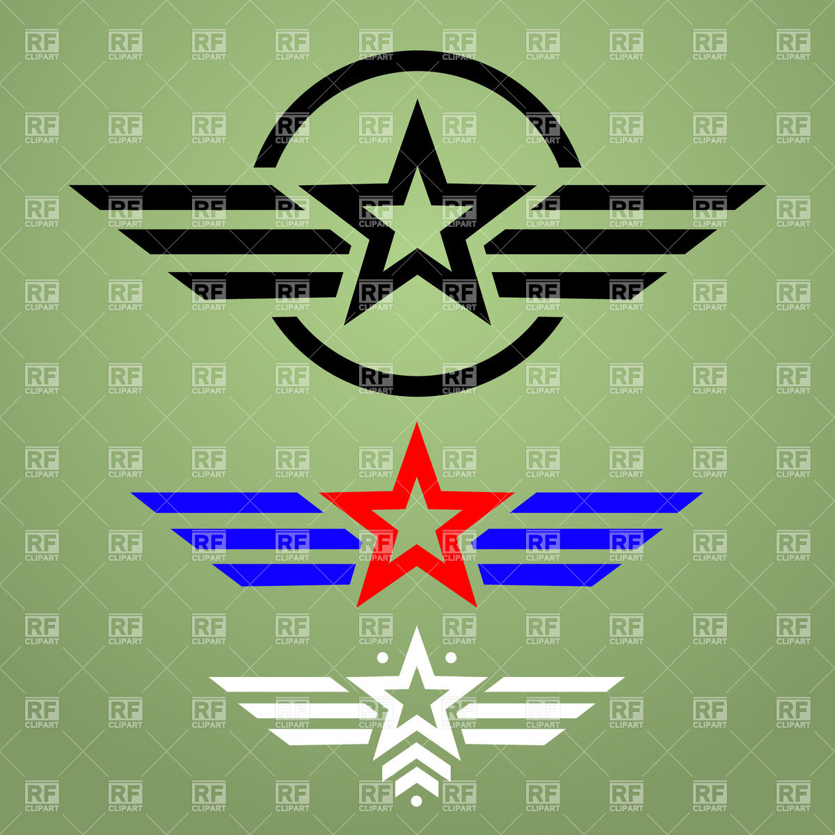 Template Of Military Style Emblem With Star And Wings Download Royalty