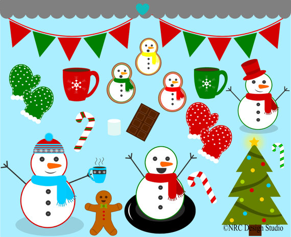 Winter Sale   Christmas Clip Art   Snowman Party Clip Art   Digital