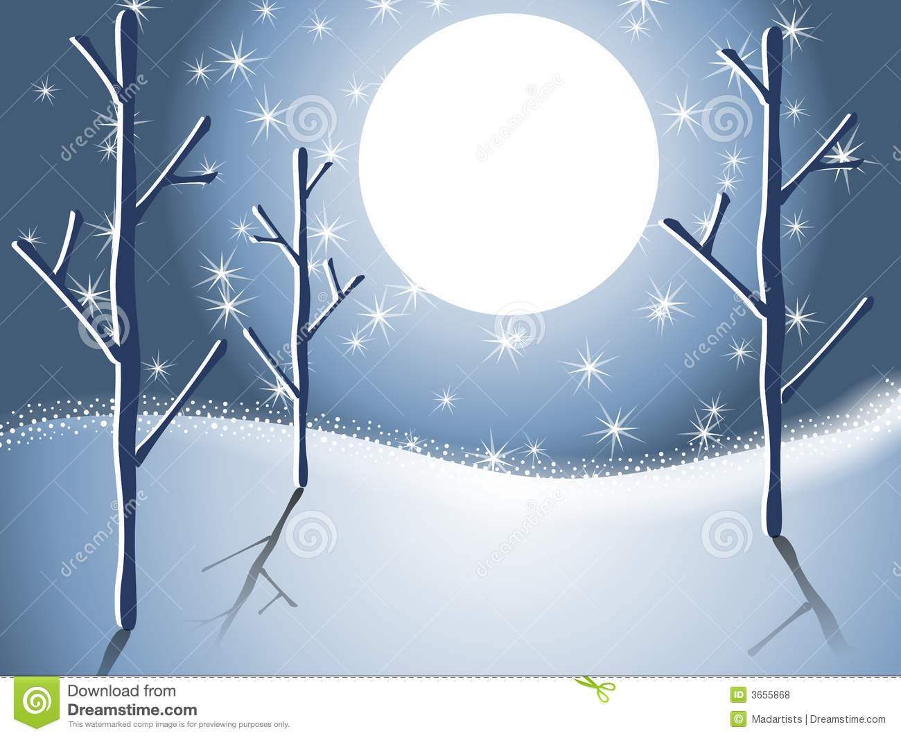 Winter Snow Trees Night Scene 2 Royalty Free Stock Photos   Image