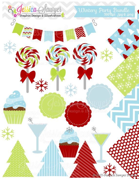 Wintery Party Clipart Winter Clipart Christmas Clip Art