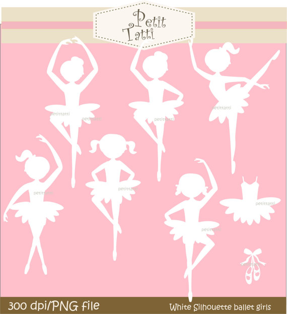 Ballet Girls Clip Art White Ballet Girls  Png Jpeg  Scrapbook Clip