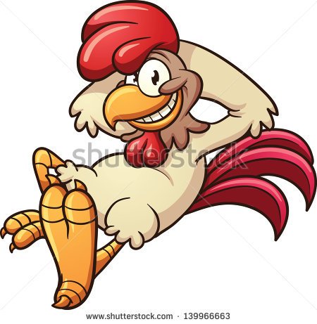 Cartoon Chicken Relaxing  Vector Clip Art Illustration With Simple