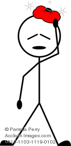 Clip Art Image Of A Stick Figure With An Ice Pack On His Aching Head