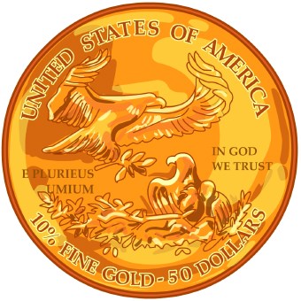 Clip Art Of A Gold Coin With Eagles On It