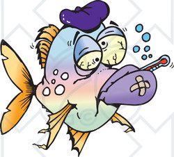 Clipart Illustration Of A Fever And Flu Ridden Sick Fish With A