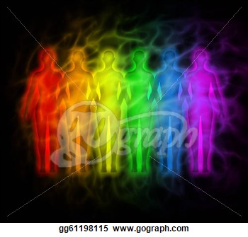Clipart   Rainbow People   Rainbow Silhouette  Stock Illustration