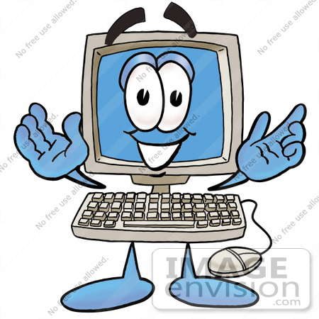 Desktop Clipart 23459 Clip Art Graphic Of A Desktop Computer Cartoon    