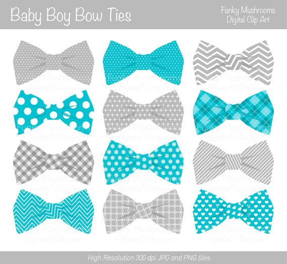 Digital Clipart Bow Ties Baby Boy Grey Blue       Little Man Baby Sh