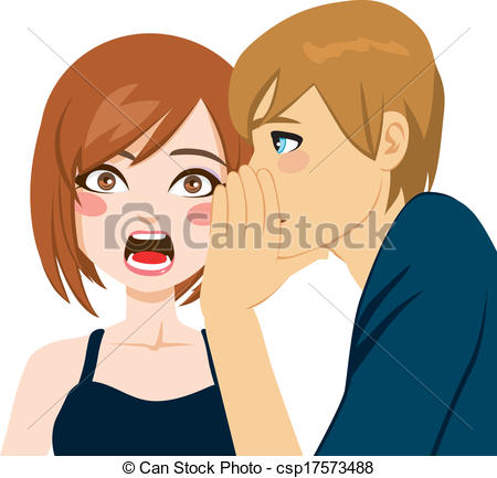 Face Expression Surprised By Man Telling Secret Gossip News In Her Ear