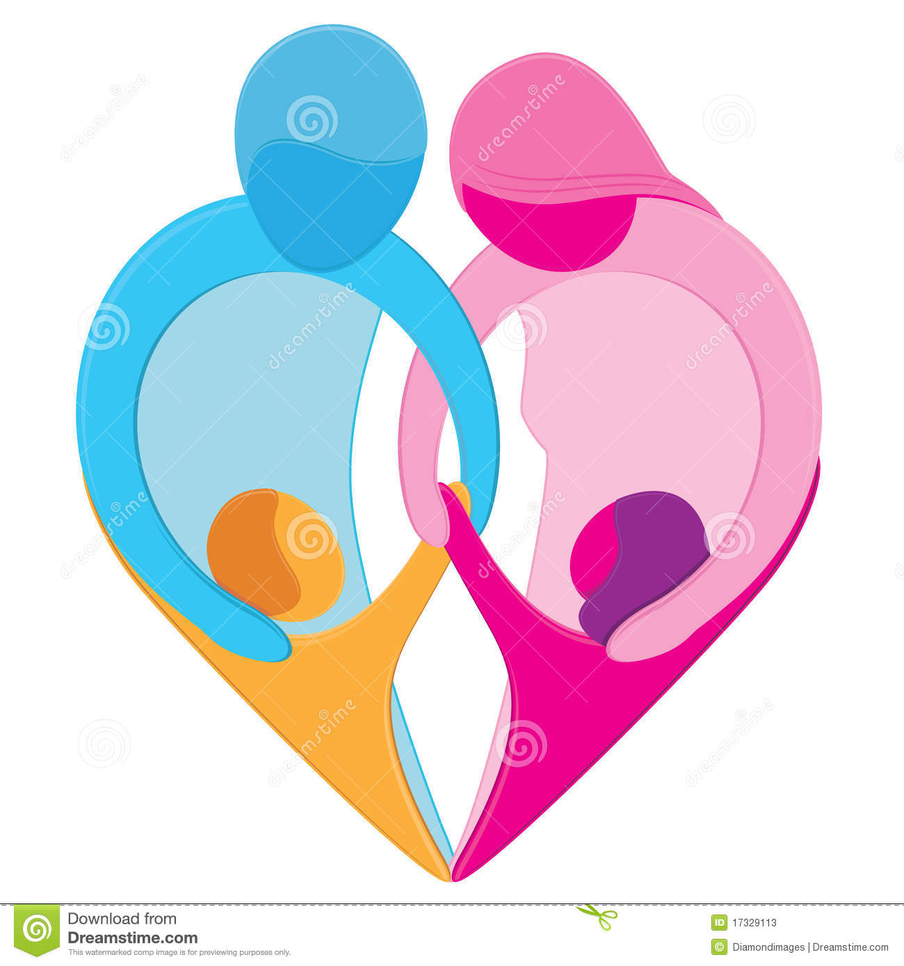 Family Love Heart Symbol  Stylized Figures Of Mother Father Son And    