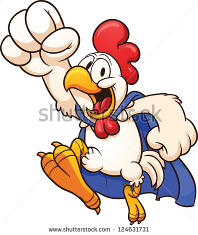 Flying Super Chicken  Vector Clip Art Illustration With Simple