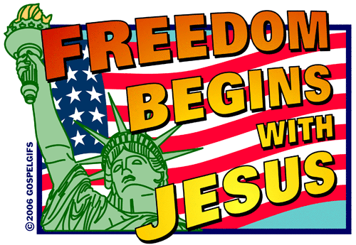 Freedom Begins With Jesus  Red And Yellow     Free Christian Graphics