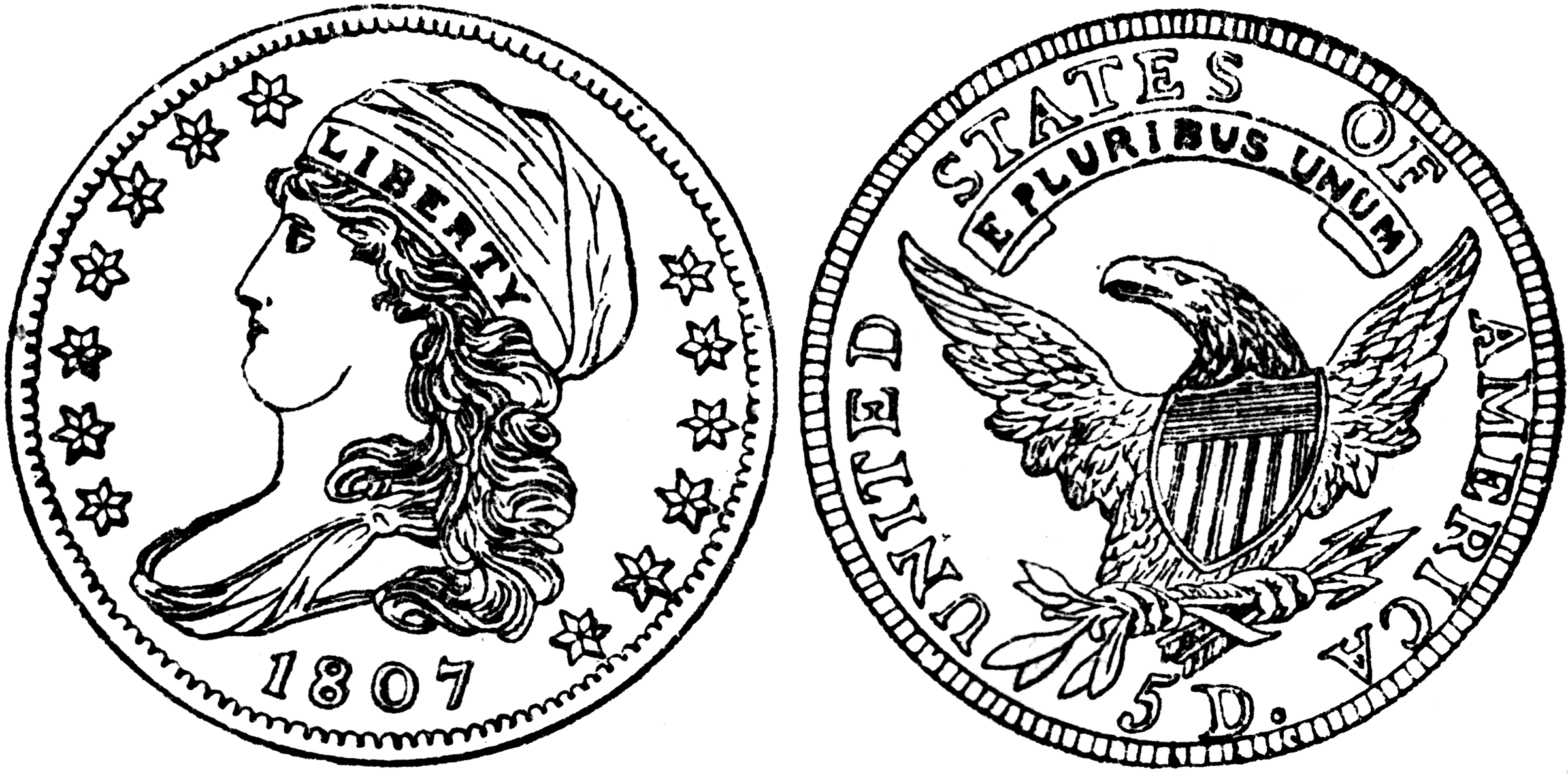 Gold Half Eagle Coin 1807   Clipart Etc