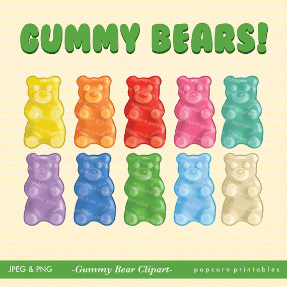Gummy Bear Clipart Set  Instant Download  Paper Crafts Card Making    