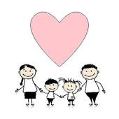 Happy Family With Love Drawing Sketch   Royalty Free Clip Art