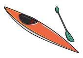 Or Canoe With Paddle In Vector Illustration   Royalty Free Clip Art