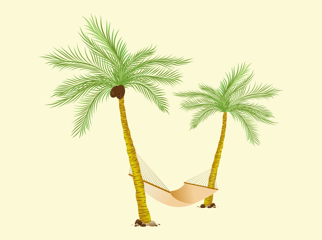 Palms And Hammock Vector