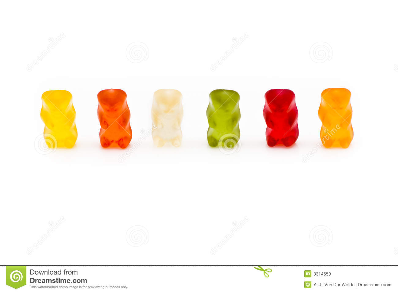 Row Of 6 Gummy Bears Editorial Stock Image   Image  8314559
