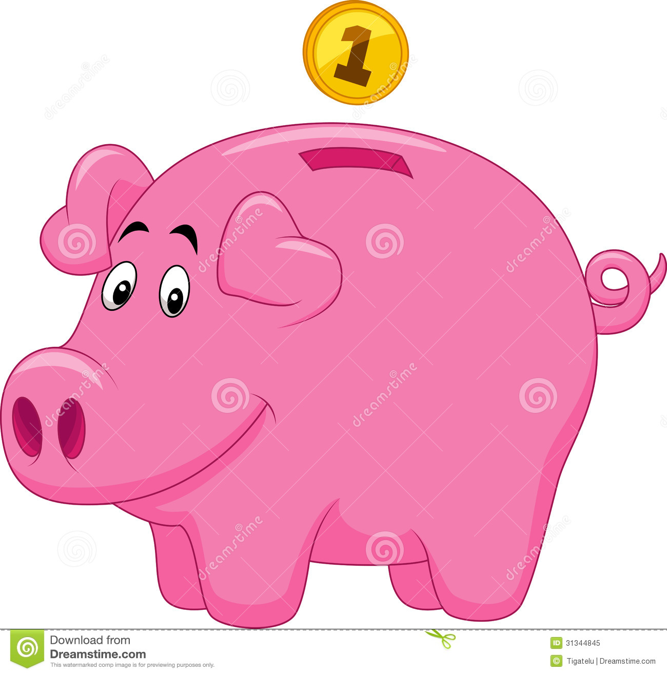 Royalty Free Stock Photo  Piggy Bank Cartoon
