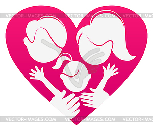 Sign Love Family Abstract Heart With Family   Vector Eps Clipart