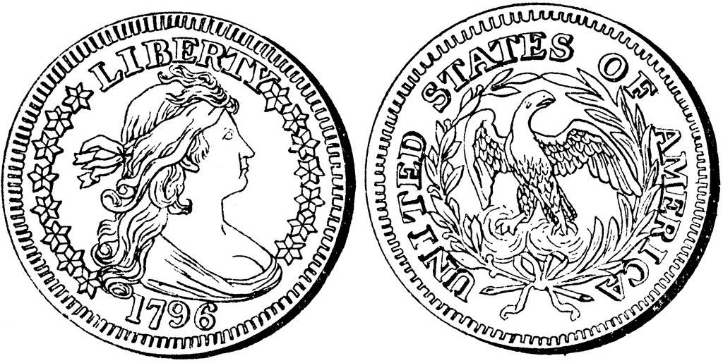 Silver Quarter Coin 1796   Clipart Etc