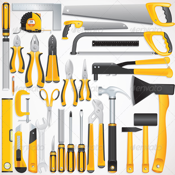 Tools And Measuring Tools Vector Illustration With Simple Gradients