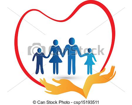 Vector Clip Art Of Family Love Protected By Hands Logo   Family Love    