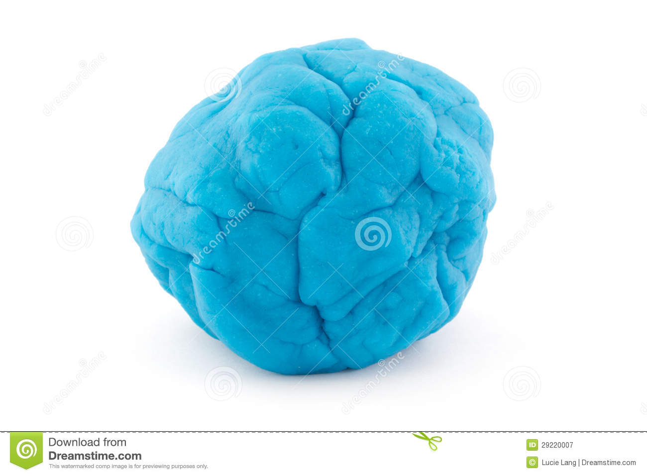 Ball Of Blue Play Dough On White Royalty Free Stock Photography