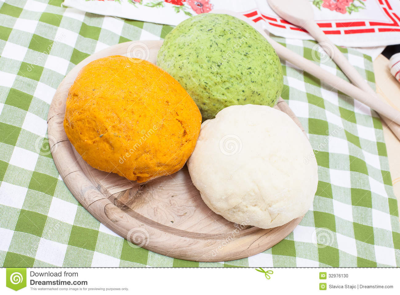 Balls Of Dough  Spinach And Carrot Pasta Dough  Preparations In The