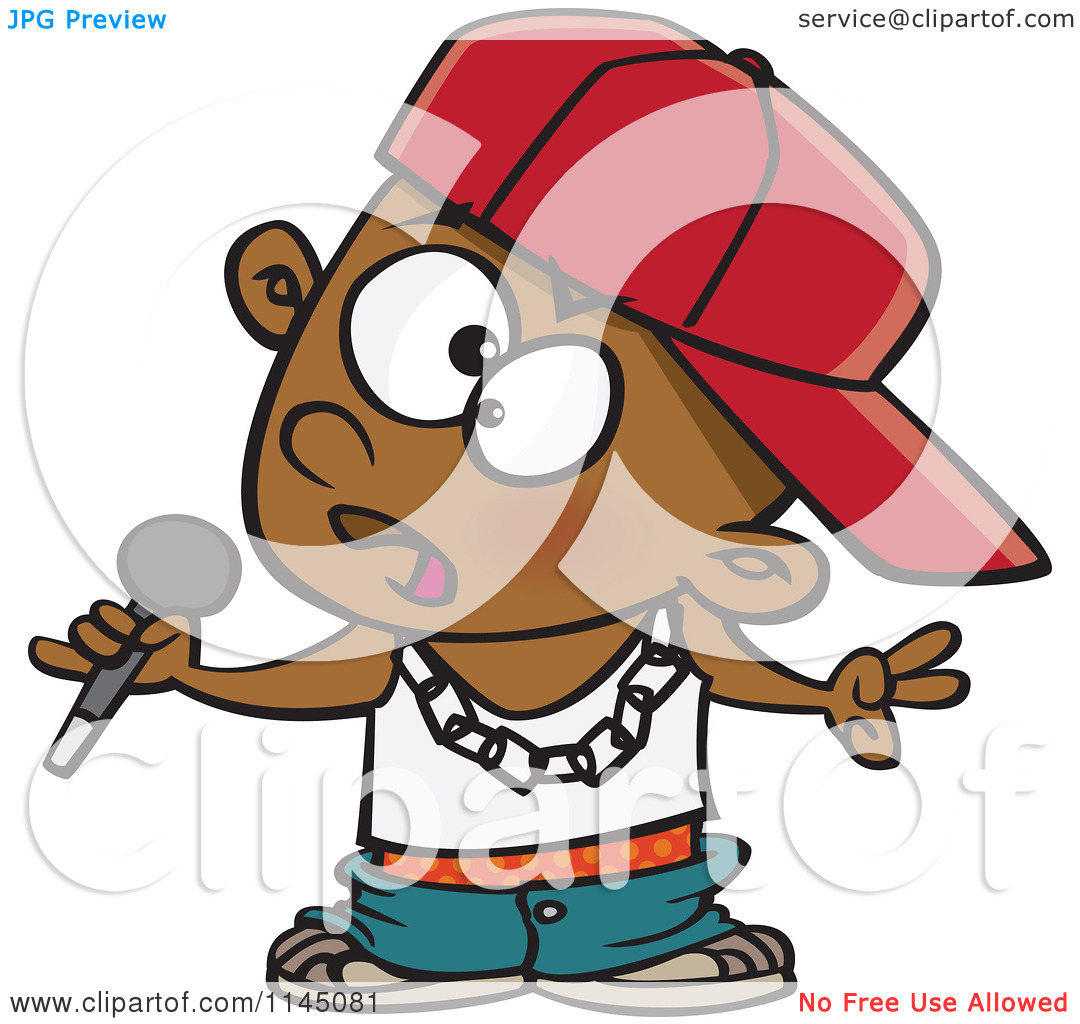 Boy Rapper Musician Holding A Microphone   Royalty Free Vector Clipart