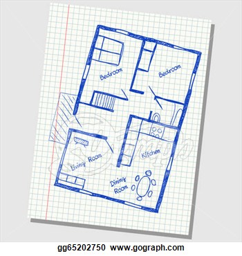 Clip Art   Illustration Of Floor Plan Doodle On School Squared Paper