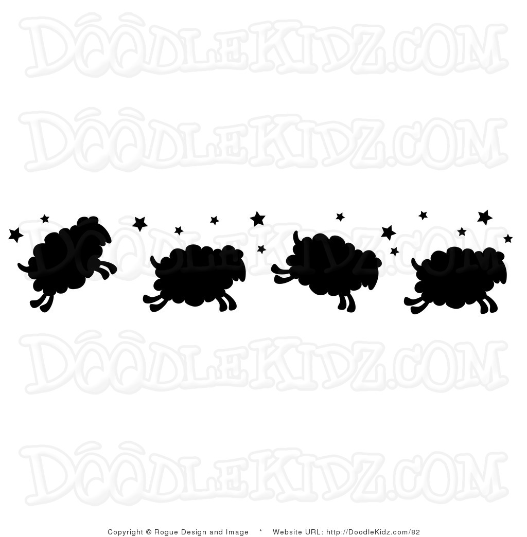 Clip Art Image Of A Silhouette Of Sheep Running And Leaping