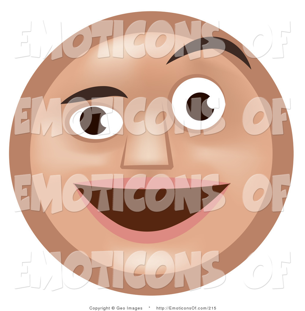 Clip Art Vector Of A Pleasantly Surprised Beige Or Tan Smiley Face Man