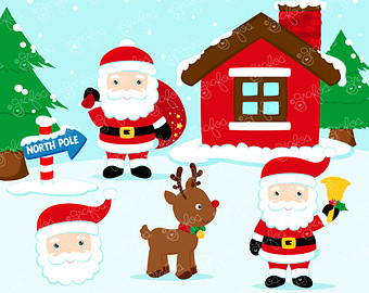 Digital Clipart Chris Tmas Clipart Santa Clipart North Pole Clipart
