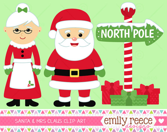 Dollar Sale Santa Claus Mrs Claus Christmas North Pole Cute Clip Art