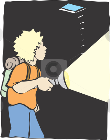 Exploring Boy Stock Vector Clipart A Boy With A Flash Light Explores    