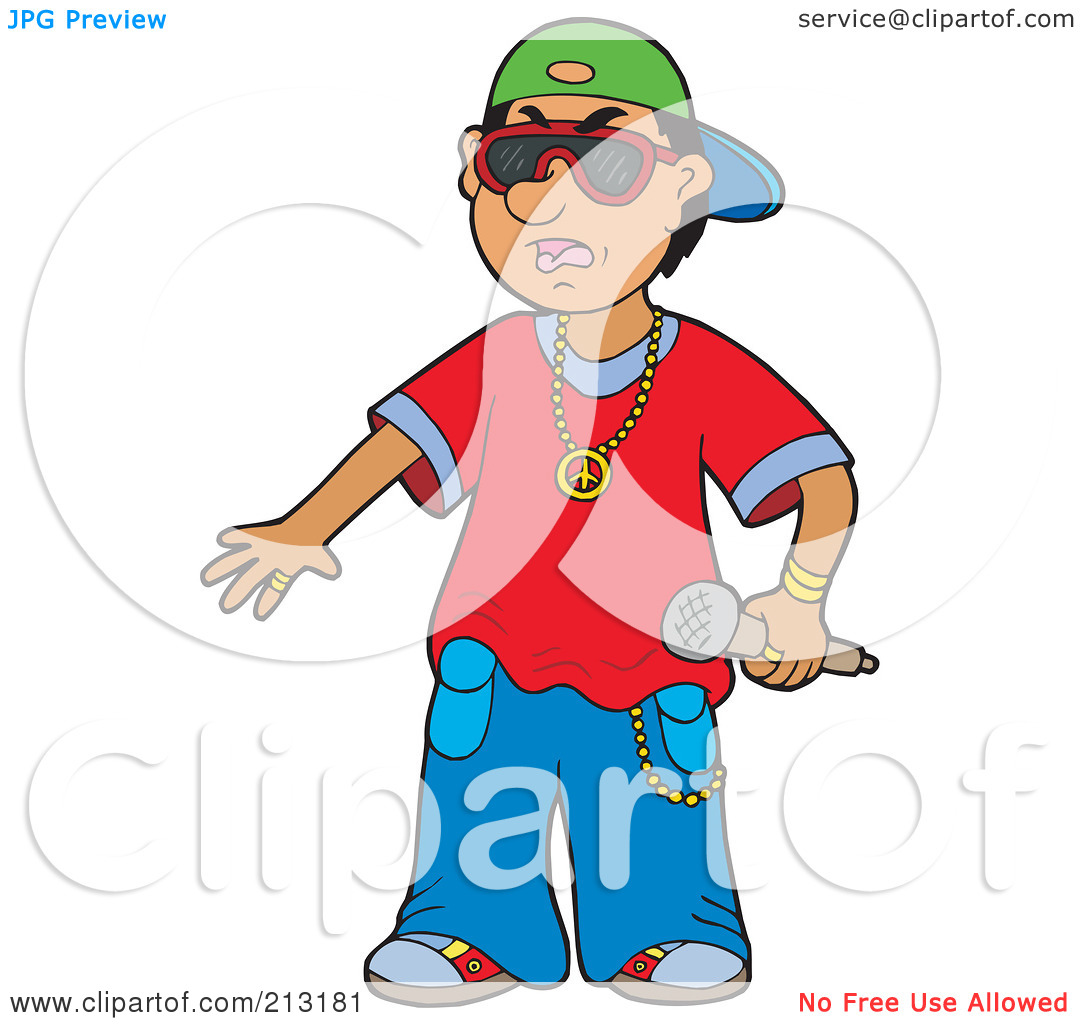Free  Rf  Clipart Illustration Of A Young Rapper Holding A Microphone
