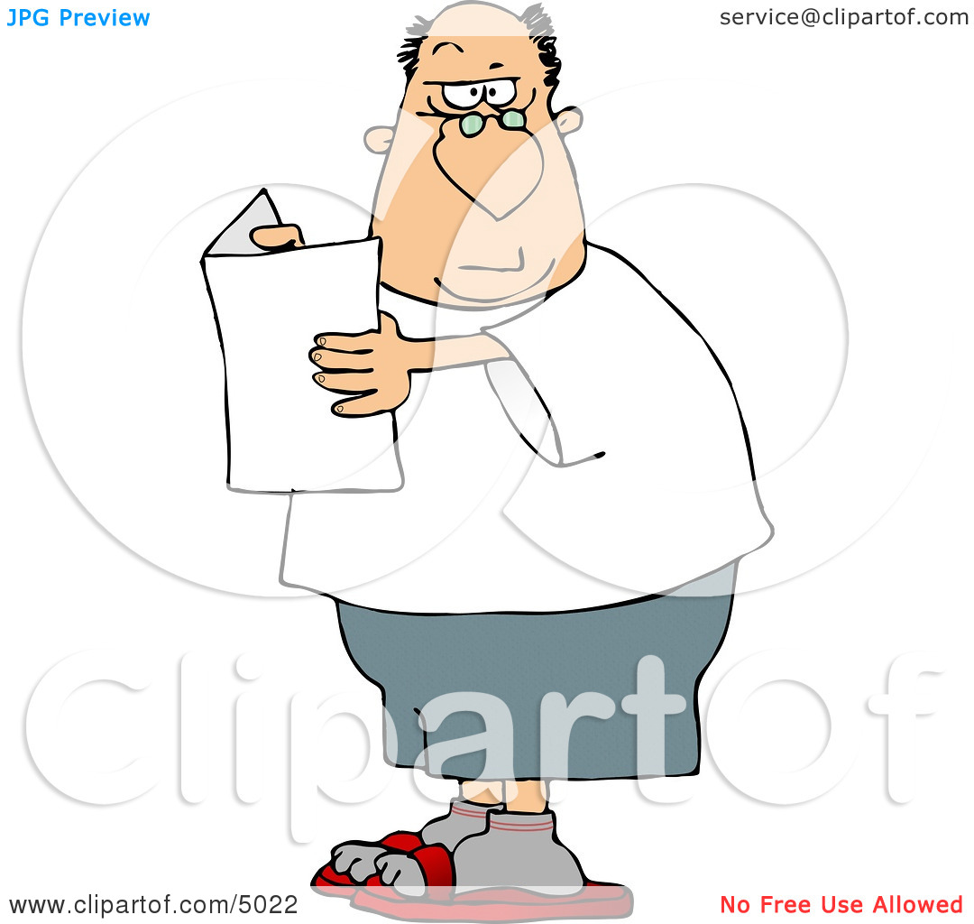 Holding A Blank Flier And Raising His Eyebrow Clipart By Dennis Cox