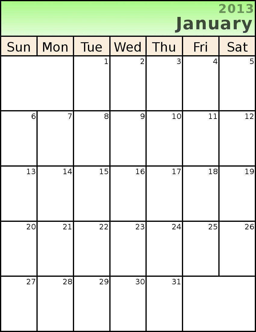 January Calendar Clip Art