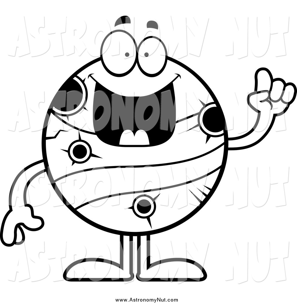 Larger Preview  Clipart Of A Black And White Smart Planet Mercury With    