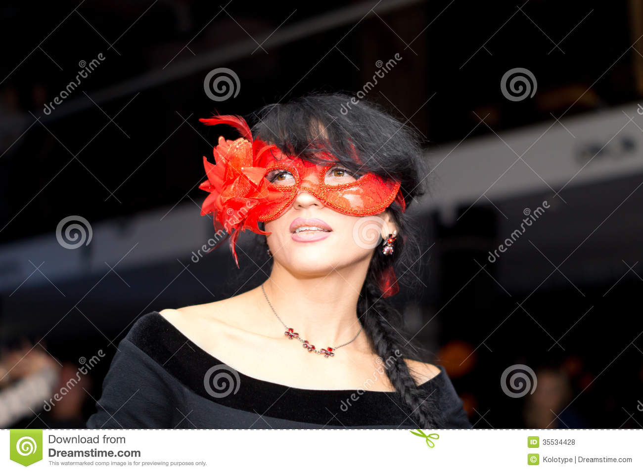 Mysterious Woman Wearing Masquerade Eye Mask Royalty Free Stock Photos