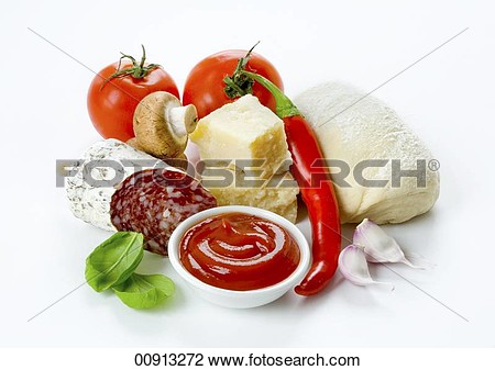 Pizza Ingredients  Tomatoes A Ball Of Dough Parmesan Italian Salami