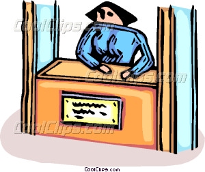 Woman At An Information Booth Vector Clip Art