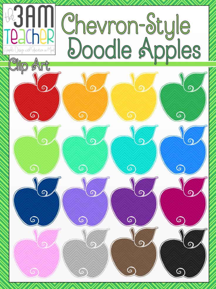 17 Colorful Doodle Apples   Chevron Style    3 50