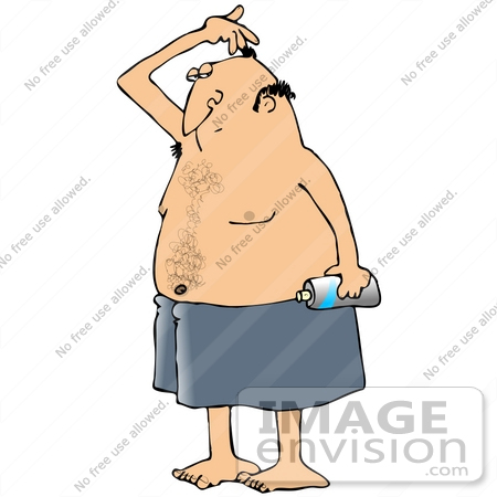 32110 Clip Art Graphic Of A Caucasian Guy Sniffing His Armpits After