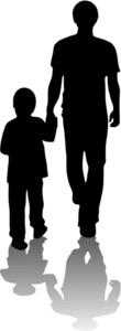 And Child Clipart Image   Silhouette Of A Man And Child Walking Away