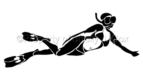 Black And White Graphic Female Snorkler Design By Hot Girl Graphics    