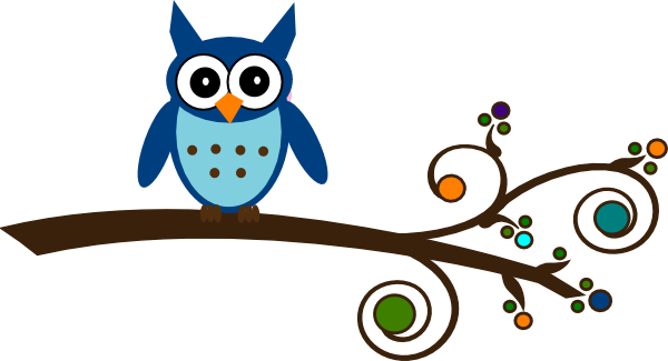 Blue Owl On Branch Clip Art At Clker Com   Vector Clip Art Online