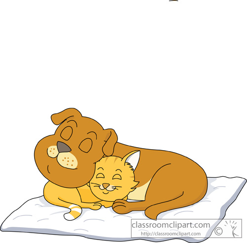 Cat Clipart   Cat And Dog Sleeping Together   Classroom Clipart