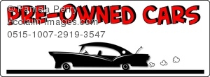 Clip Art Image Of A Retro Car On A Used Car Sales Text Banner